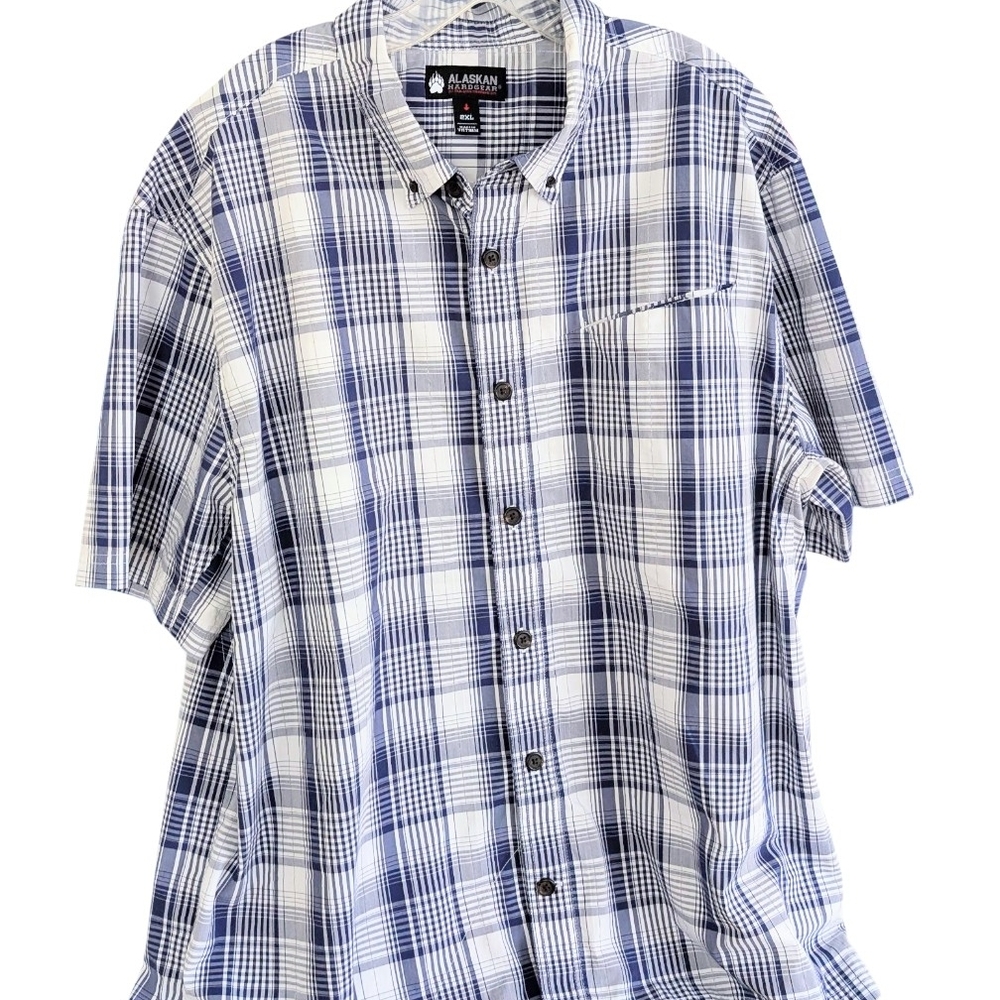 Alaskan Hardgear Duluth Trading Co. Plaid Button Down Shirt - Blue/White - 2XL